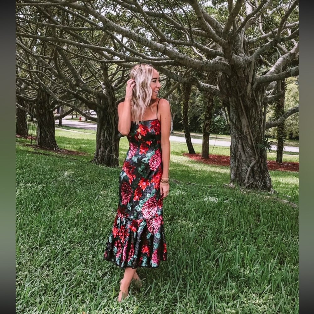 Saylor NY sequin floral midi dress